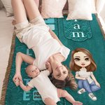 Personalisierte Retro Bibel Vers Cartoon Charakter weiche Decke mit Quasten und Name Geburtstag religiöse Taufe Geschenk für Christen Familie