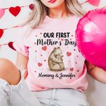 Personalized Cute Bear Cat Deer Animal Design 100% Cotton T-shirt Baby Bodysuit with Name Our First Mother's Day Birthday Gift for Baby Mom