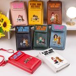 Personalisierte Ein Mädchen und ihre Hunde 3D Cartoon Design PU Leder Crossbody Tasche Brieftasche mit Namen Reisezubehör Geburtstagsgeschenk für Tierliebhaber