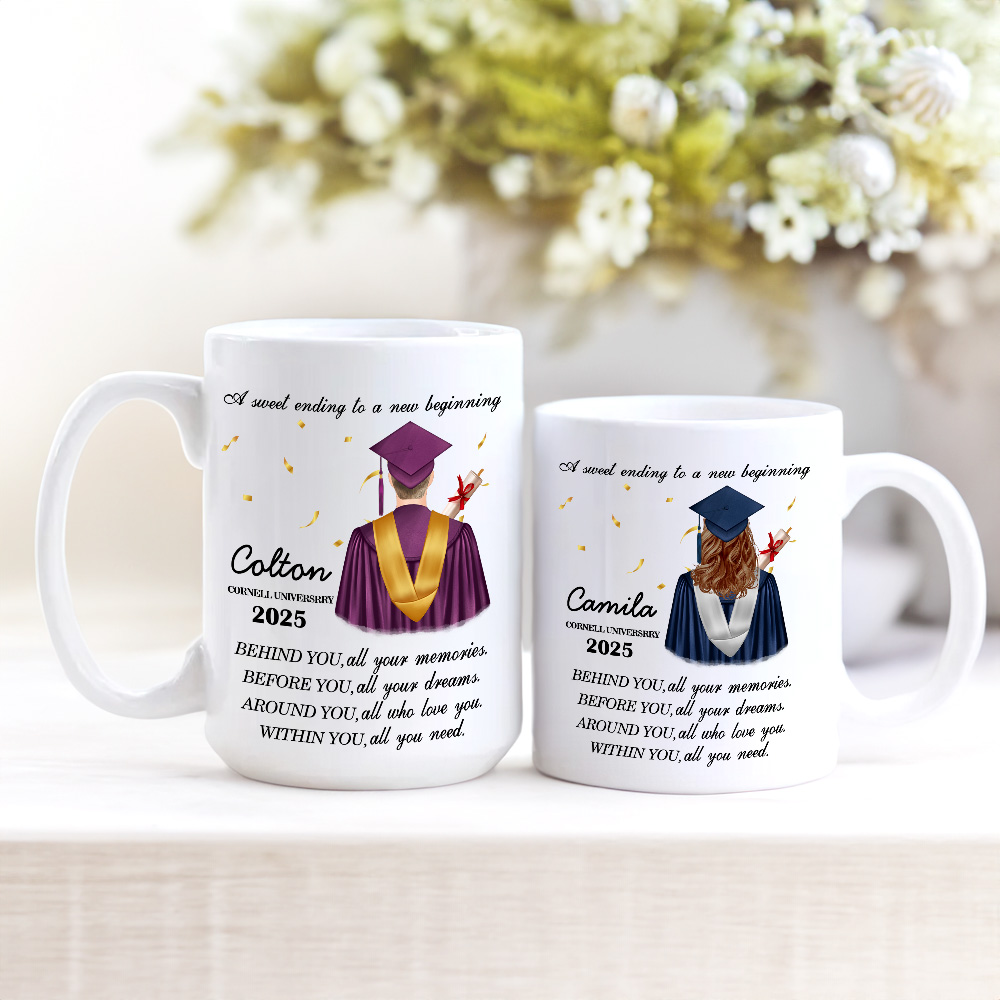 Tasse à café en céramique personnalisée avec nom et année Cadeau d'anniversaire et de fin d'études pour les diplômés de la classe 2025