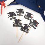 Personalised Graduation Cap Congrats Cupcake Toppers with Name and Tassel Set of 12 Graduation Party Biscuit Cake Decor Gift for Graduates