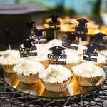 Personalised Graduation Cap Congrats Cupcake Toppers with Name and Tassel Set of 12 Graduation Party Biscuit Cake Decor Gift for Graduates