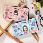 Portefeuille personnalisé en cuir avec plusieurs compartiments Cadeau d'anniversaire pour médecin infirmière personnel médical