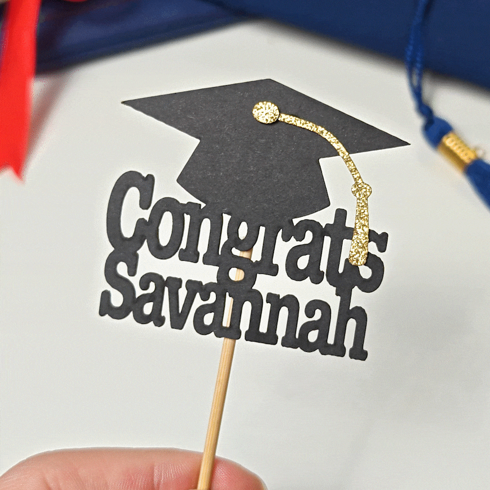 Personalised Graduation Cap Congrats Cupcake Toppers with Name and Tassel Set of 12 Graduation Party Biscuit Cake Decor Gift for Graduates