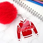 Chaqueta de manga larga personalizada Llavero acrílico con nombre y bola de hojaldre Sororidad Celebraciones Cumpleaños Regalo para Hermanas Amigas