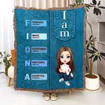 Personalisierte Retro Bibel Vers Cartoon Charakter weiche Decke mit Quasten und Name Geburtstag religiöse Taufe Geschenk für Christen Familie