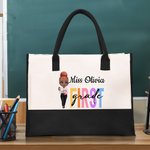 Personalizada de dibujos animados Maestro Grado Bolsa de lona con nombre Cumpleaños Día del Maestro Regalo para ella