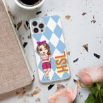 Personalizzato multicolore Ombra Monogramma Cartoon Personaggio Custodia per iPhone con nome Regalo di compleanno per donne uomini