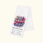 Toalla de Té de Algodón Absorbente Personalizada Best Mom Ever Flower Waffle con 1-6 Nombres Accesorios de Cocina Regalo de Cumpleaños Día de la Madre para la Abuela Mamá