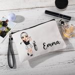 Borsa da trucco personalizzata con nome e personaggio in stile cartone animato porta accessori golf regalo di compleanno per appassionanti di golf