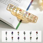 Signet en Métal Personnalisé avec Fleurs de Naissance et Noms Gravés Cadeau Anniversaire Fête des Mères pour Maman Mamie Amoureuse de Lecture