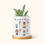Pot de Plante en Céramique Personnalisé avec Noms et Personnages de Dessin Animé Fleur de Naissance Cadeau Anniversaire pour Maman et Grand-Mère