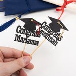 Personalised Graduation Cap Congrats Cupcake Toppers with Name and Tassel Set of 12 Graduation Party Biscuit Cake Decor Gift for Graduates