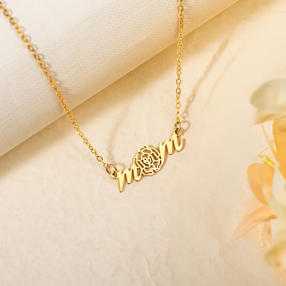 Collier pendentif fleur de naissance personnalisé pour maman Bijoux délicats Anniversaire Fête des mères Cadeau pour femme