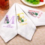 Personalized Peter Rabbit Linen Napkin with Embroidered Initial and Name Easter Table Decoration Gift for Family Friends