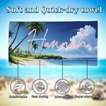 Gepersonaliseerd Tropisch Strand Palmboom Oversized Strandlaken met Naam Super Absorberend Zomer Vakantie Reis Essentieel Geschenk voor Vrouwen Mannen