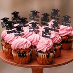 Personalised Graduation Cap Congrats Cupcake Toppers with Name and Tassel Set of 12 Graduation Party Biscuit Cake Decor Gift for Graduates