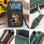 Personalisierte Ein Mädchen und ihre Hunde 3D Cartoon Design PU Leder Crossbody Tasche Brieftasche mit Namen Reisezubehör Geburtstagsgeschenk für Tierliebhaber
