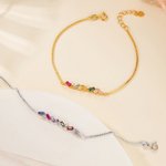 Personalizada 2-7 Rectangular Birthstones Zigzag pulsera con circón Dainty Joyería Cumpleaños Día de la Madre de regalo para las mujeres