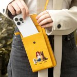 Personalisierte Ein Mädchen und ihre Hunde 3D Cartoon Design PU Leder Crossbody Tasche Brieftasche mit Namen Reisezubehör Geburtstagsgeschenk für Tierliebhaber