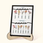 Plaque Décorative en Bois Personnalisée avec Noms Fleurs de Naissance Thème Jardin de Grand-Mère Décoration de Maison Cadeau Fête des Mères pour Maman
