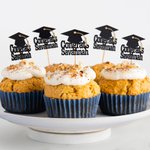 Personalised Graduation Cap Congrats Cupcake Toppers with Name and Tassel Set of 12 Graduation Party Biscuit Cake Decor Gift for Graduates