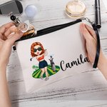 Borsa da trucco personalizzata con nome e personaggio in stile cartone animato porta accessori golf regalo di compleanno per appassionanti di golf