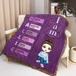 Personalisierte Retro Bibel Vers Cartoon Charakter weiche Decke mit Quasten und Name Geburtstag religiöse Taufe Geschenk für Christen Familie