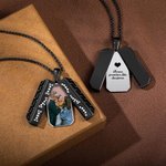 Collier Gravé Homme Pendentif Personnalisé avec Pierre de Naissance Photo et Texte Cadeau Anniversaire Fête des Pères pour Papa Grand-Père