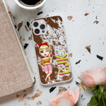 Personalizada de imitación de piel de animales de diseño de dibujos animados TPU caso del teléfono para el iPhone con la sombra Monograma Cumpleaños Aniversario Regalo para Mujeres Hombres