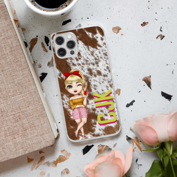 Personalizzato imitazione pelliccia animale Design Cartoon Character TPU Phone Case per iPhone con Shadow Monogram Compleanno Anniversario regalo per le donne uomini