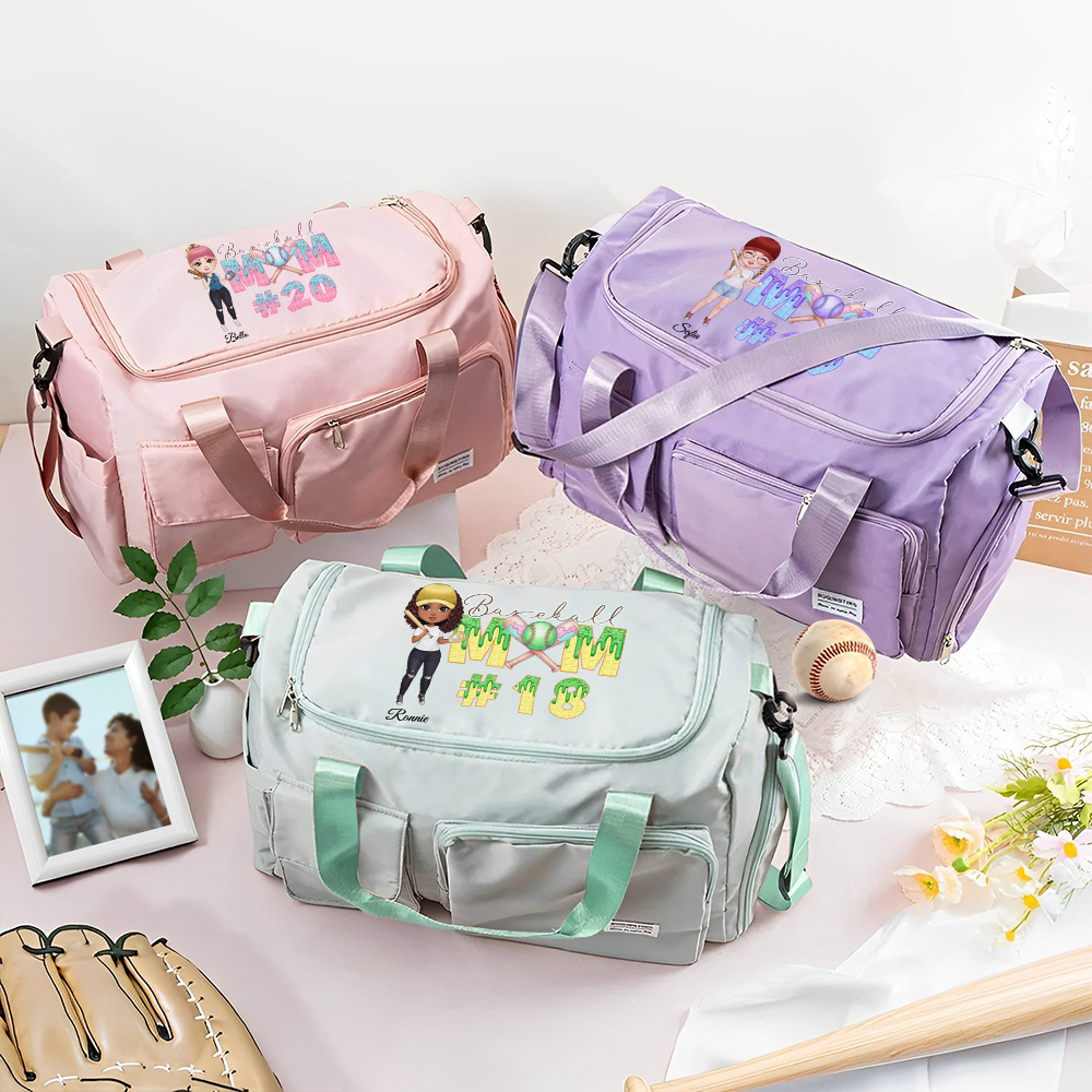 Sac de week-end personnalisé avec bandoulière pour la fête des mères Cadeau de fête des mères pour les femmes aimant le baseball