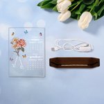 Gepersonaliseerde First Mom Now Grandma Geboorte Bloemen Kalender LED Nachtlampje met Houten Voet Home Decor Moederdag Cadeau voor Moeder Oma