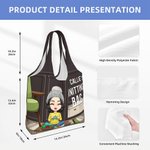 Bolsa de tela grande reutilizable personalizada con el nombre de un personaje de punto de dibujos animados Regalo de cumpleaños para el Día de la Madre para la mamá y la abuela amantes del punto