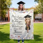 Personalisierte Floral Cartoon Graduation Girl weiche Decke mit Namen und Jahr Klasse von 2025 Home Decor Graduation Geburtstag Geschenk für Absolventen