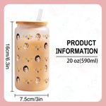 Personalized 1-5 Face Photo Best Mom Ever 20 oz Glass Cup with Lid and Straw Mother's Day Gift for Grandma Mom