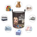 Personalized Cartoon Character Collapsible Waterproof Laundry Storage Basket with Name Mother's Day Birthday Gift for Mom Grandma Knitting Lovers