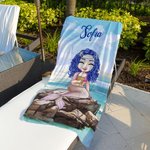 Asciugamano da spiaggia personalizzabile in microfibra ad asciugatura rapida con cartoni animati della sirena regalo ideale per donne per ragazze