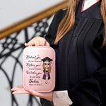 Personalized Cartoon Graduate Character PU Leather Jewelry Box with Name and LED Three-Color Adjustable Makeup Mirror Graduation Gift for Women