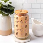 Personalized 1-5 Face Photo Best Mom Ever 20 oz Glass Cup with Lid and Straw Mother's Day Gift for Grandma Mom