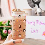 Personalized 1-5 Face Photo Best Mom Ever 20 oz Glass Cup with Lid and Straw Mother's Day Gift for Grandma Mom