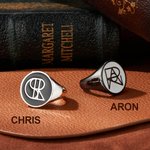 Bague Monogramme Unisexe Personnalisée avec Nom et Texte Cadeau Anniversaire Diplôme pour Homme Femme