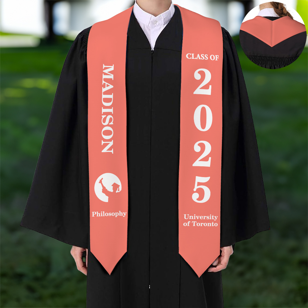 Ceinture de fin d'études personnalisée multicolore avec silhouette de la classe 2025, avec nom et année Cadeau de fin d'études pour les camarades de classe