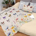 Personalized Grandma's Garden Birth Butterfly Soft Throw Blanket with Title and 1-10 Names Mother's Day Birthday Gift for Mom Grandma