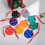 Personalizado Multicolor 3D Impreso Barbell Peso Plato Árbol de Navidad Ornamento con Texto Cumpleaños Navidad Regalo para los amantes del fitness de levantamiento de pesas