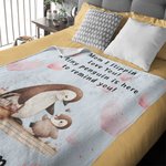 Personalized Cute Heart Penguin Mom and Kid Soft Throw Blanket with Name Birthday Mother's Day Anniversary Gift for Mom Grandma