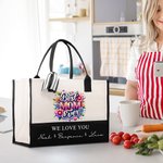 Bolsa de lona de gran capacidad con motivos florales personalizados de la mejor madre de todos los tiempos con 1-6 nombres Regalo de cumpleaños para el Día de la Madre para la abuela y la madre