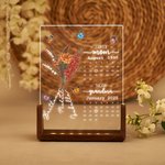 Gepersonaliseerde First Mom Now Grandma Geboorte Bloemen Kalender LED Nachtlampje met Houten Voet Home Decor Moederdag Cadeau voor Moeder Oma