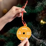 Personalizado Multicolor 3D Impreso Barbell Peso Plato Árbol de Navidad Ornamento con Texto Cumpleaños Navidad Regalo para los amantes del fitness de levantamiento de pesas