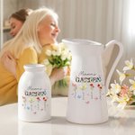 Personalisierte Schmetterling Geburtsblumen Garten Keramik Vase mit Titel und 1-8 Namen Haus Deko Geburtstag Muttertag Geschenk für Mama Oma